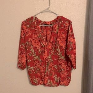 7th Avenue Red Floral Blouse